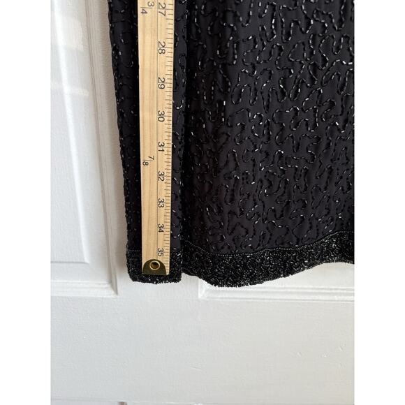 Vintage Lawrence Kazar Beaded Black Dress Size Large Y2K Sleeveless - Picture 6 of 9